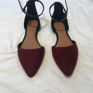 Maroon and black flats